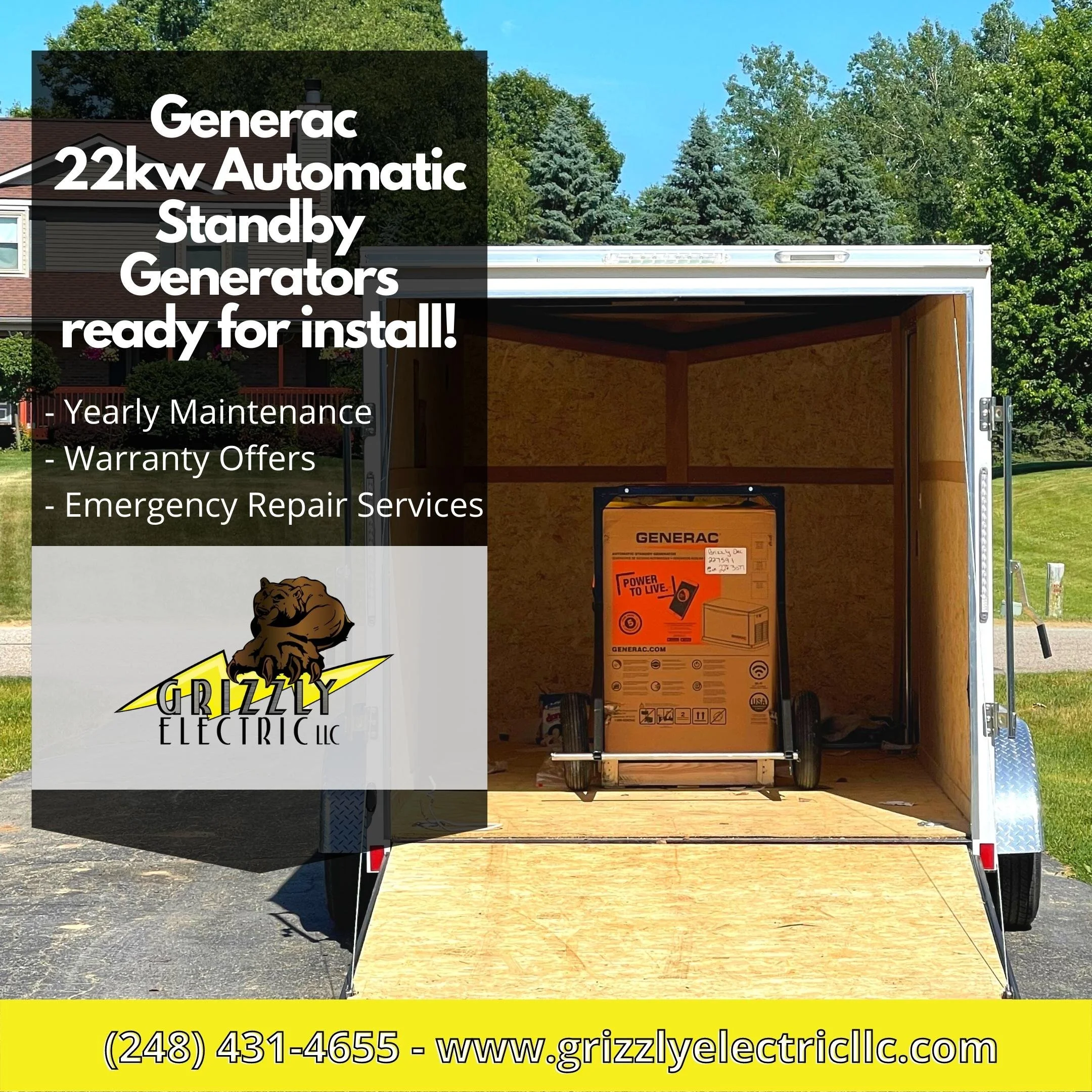 Generac 22kw automatic standby generators ready for install