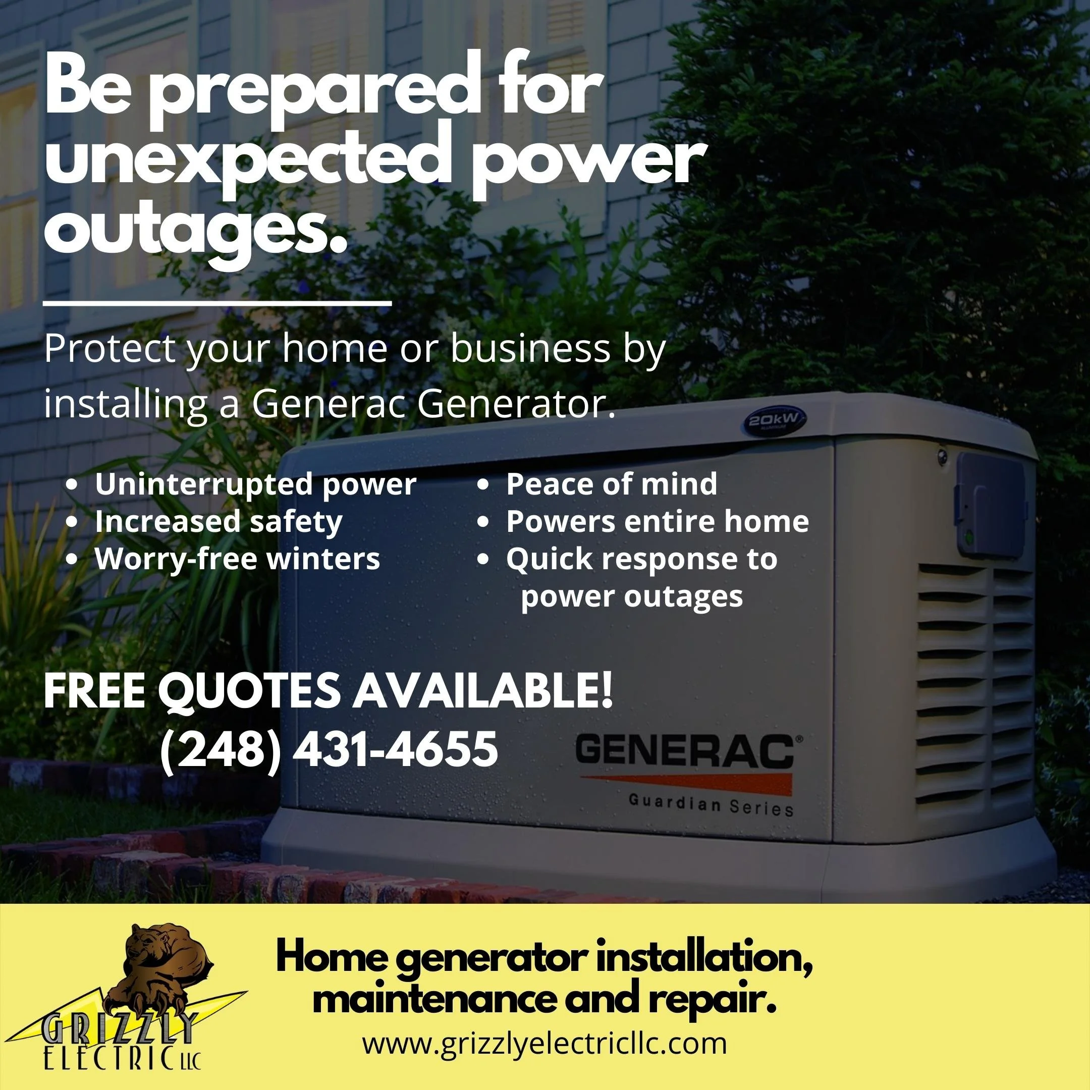 Home generator installation